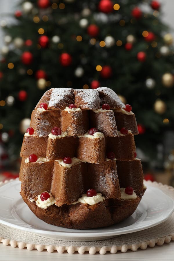 Pandoro Christmas Tree Decorated Stock Photo - Download Image Now