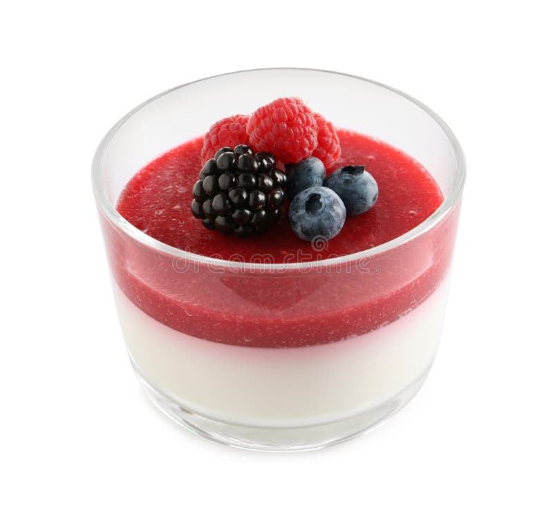 Delicious Panna Cotta with Berry Fruits Stock Photo - Image of milk ...