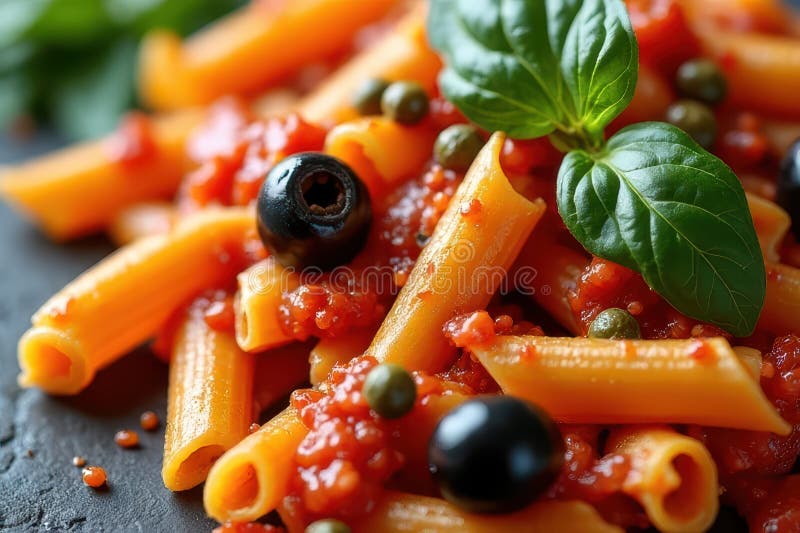 Delicious Pasta Alla Puttanesca Dish Stock Image - Image of noodles ... Delicious Pasta Alla Puttanesca Dish Stock Image - Image of noodles ...