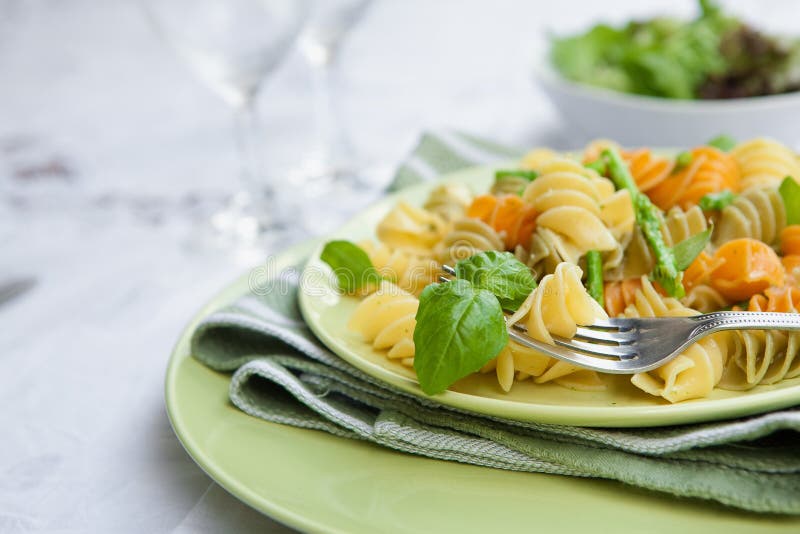 Delicious Pasta with Asparagus and Basil Pesto Stock Image Image of