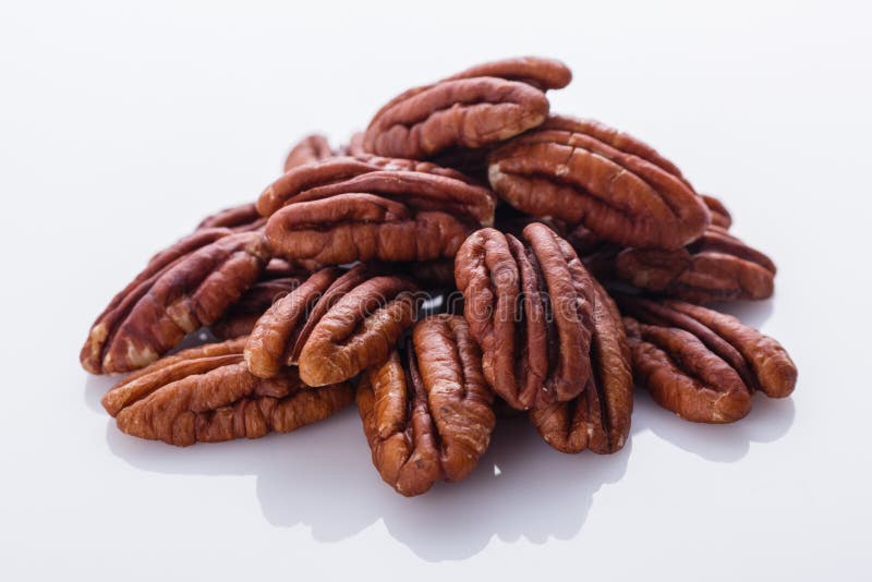 Delicious Pecan Nuts on a White Acrylic Background Stock Photo - Image ...