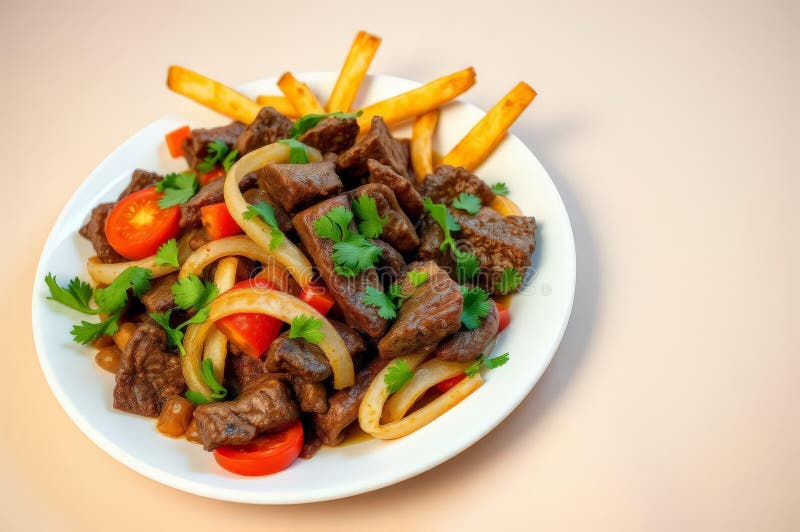 Delicious Peruvian Lomo Saltado Dish vektor illustrationer