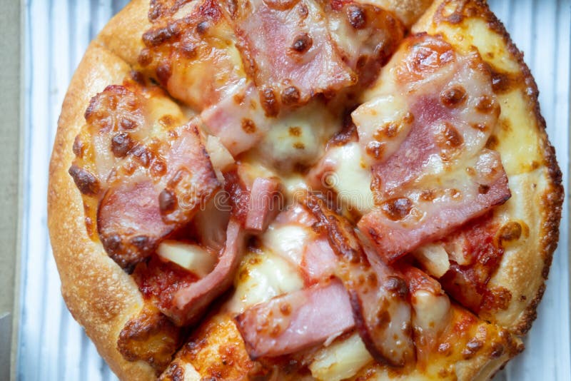 Delicious Pizza with Bacon and Cheese Stock Photo - Image of eating