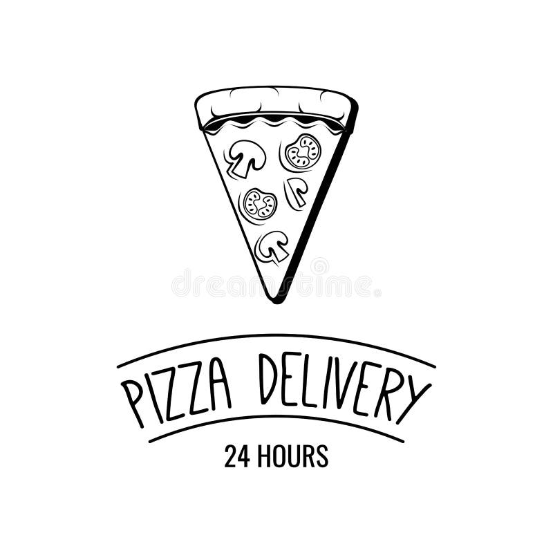 Slice Of Pizza Food Delivery 24 Hours Label Pizzeria Design Elements Stock Vector Illustration Of Dinner Cheese