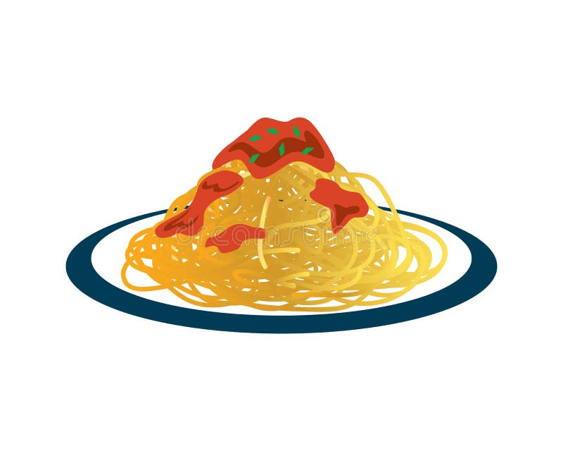 Delicious a Plate of Spaghetti Illustration Stock Vector Illustration