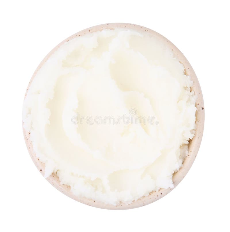 Delicious Pork Lard in Bowl Isolated on White, Top View Stock Image