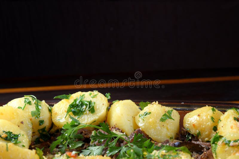 Delicious Portion of Lamb, Beef Cooked with Potatoes and Fine Herbs