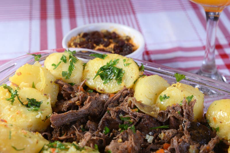Delicious Portion of Lamb, Beef Cooked with Potatoes and Fine Herbs