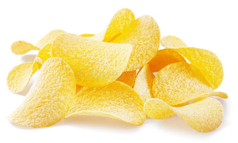 Delicious Potato Chips Isolated on White Background Stock Photo - Image ...