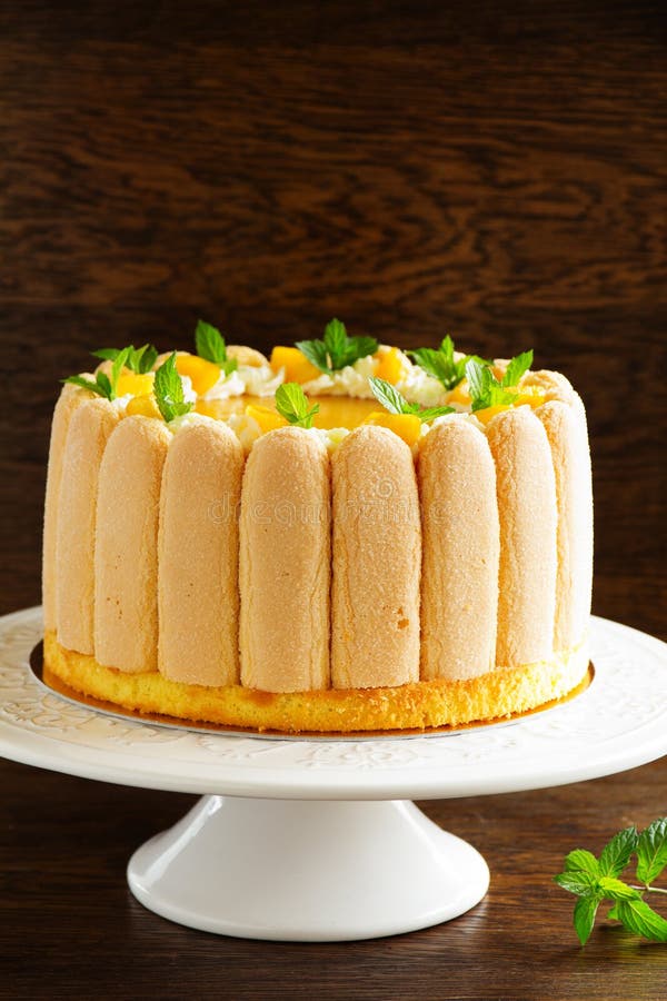 Delicious Pound Cake Charlotte with Mango Stock Photo Image of