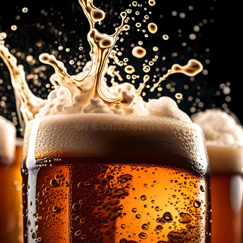 Delicious Beer with Foam in a Glass Ai Generated Image Stock
