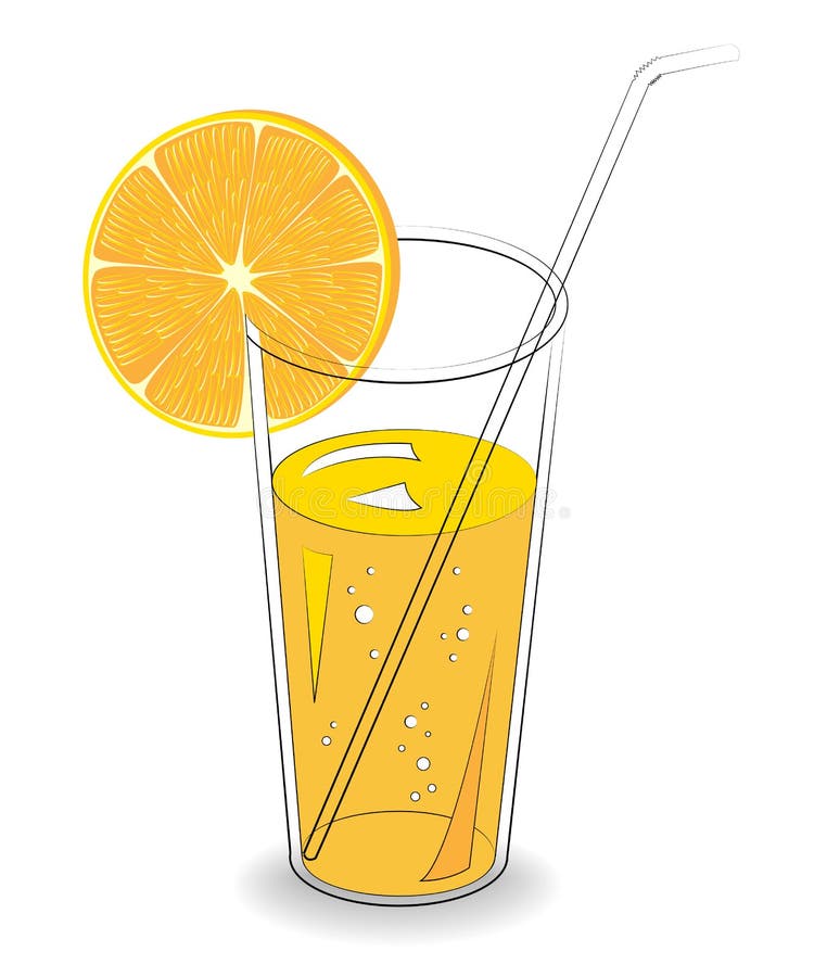 Delicious refreshing drink. In a glass of natural fruit juice, a slice of orange, mandarin. Vector illustration royalty free illustration Delicious refreshing drink. In a glass of natural fruit juice, a slice of orange, mandarin. Vector illustration royalty free illustration