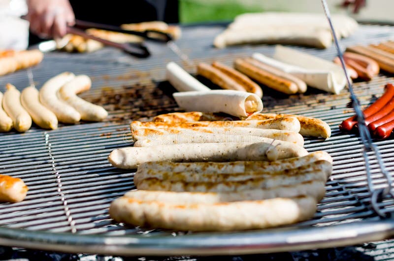 Delicious Sausages on the Barbecue Grill Stock Photo Image of