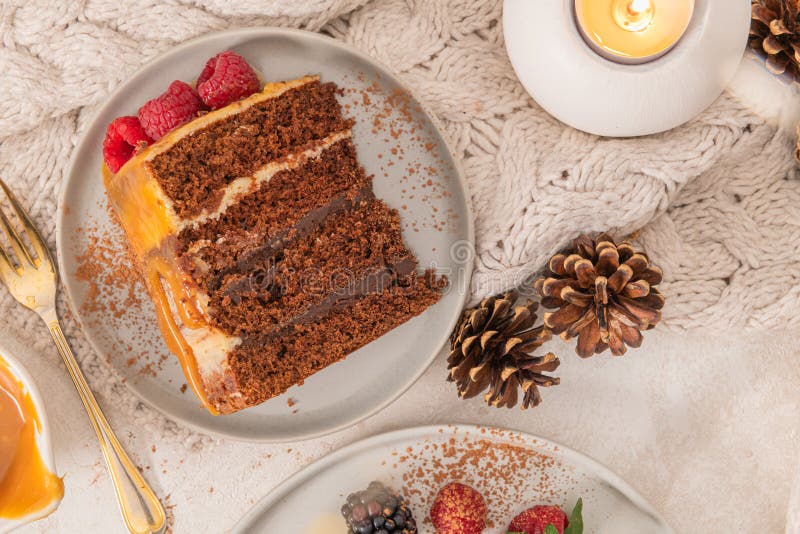 Delicious Semi Naked Chocolate Cake With Caramel Topping And Decorated