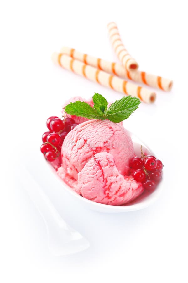 Delicious serving of redcurrant icecream
