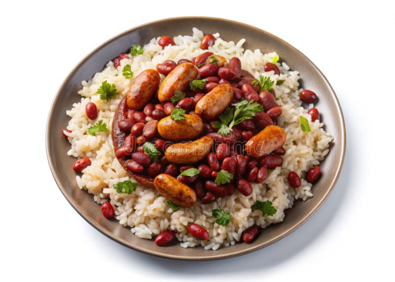 Delicious Silhouette of Red Beans Rice with Creole Sausage A Dramatic Food Photography Featuring Southern Comfort Food stock illustration