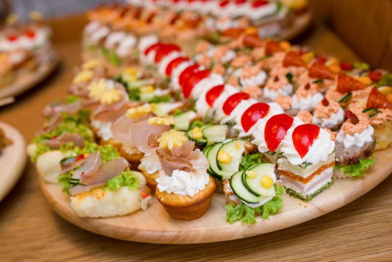 Delicious snacks of food arranged on a plate