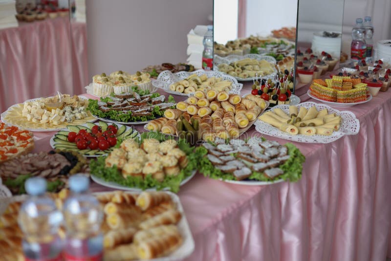 Delicious Snacks on the Table in the Restaurant on Holiday and Food Stock Photo Image of