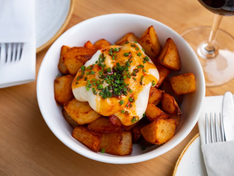 Spanish Fried Potatoes Patatas Bravas Stock Photo Image of tapas
