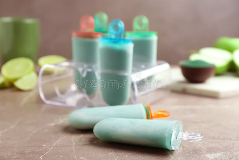 Delicious Spirulina Popsicles and Ice Cream Mold Stock Image Image of