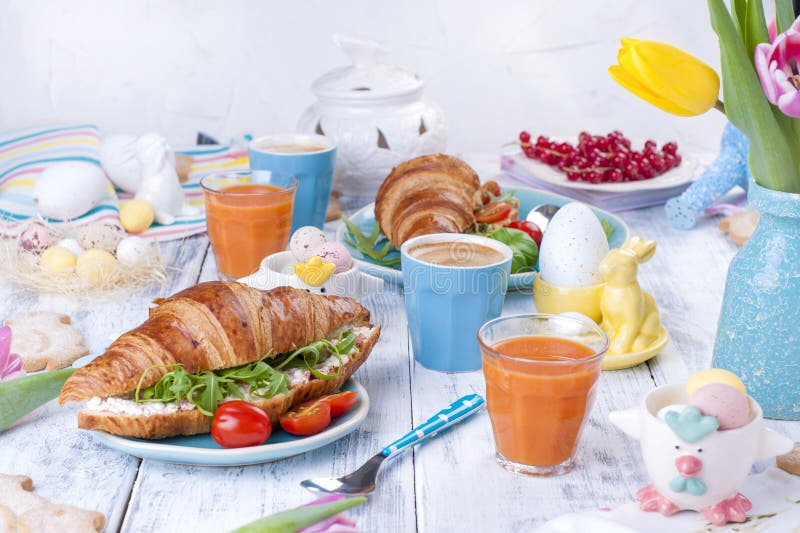 Delicious Spring Breakfast on a White Background. Bouquet of Fresh ...