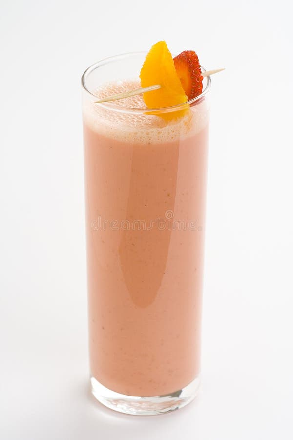 Delicious strawberry orange banana milkshake