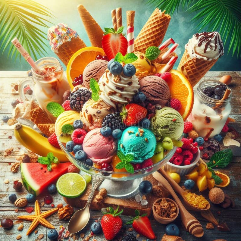 Fruit Explosion Ice Cream Stock Illustrations 318 Fruit Explosion Ice