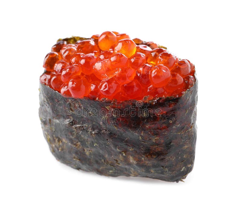 Delicious Sushi with Red Caviar Isolated on White Stock Photo Image