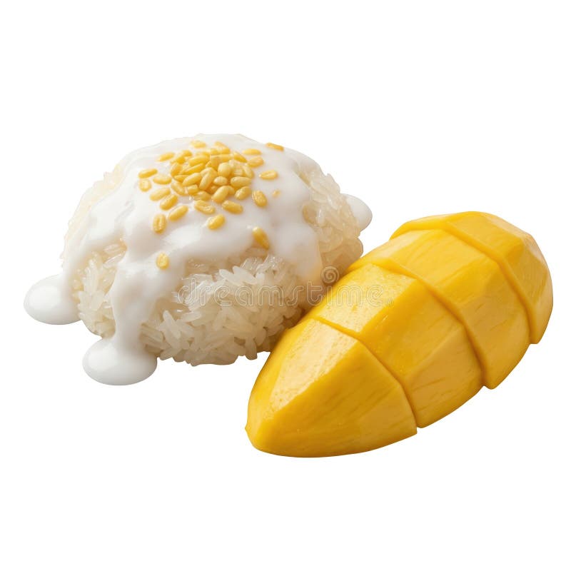 Delicious sweet mango sticky rice, traditional Thai dessert stock illustration