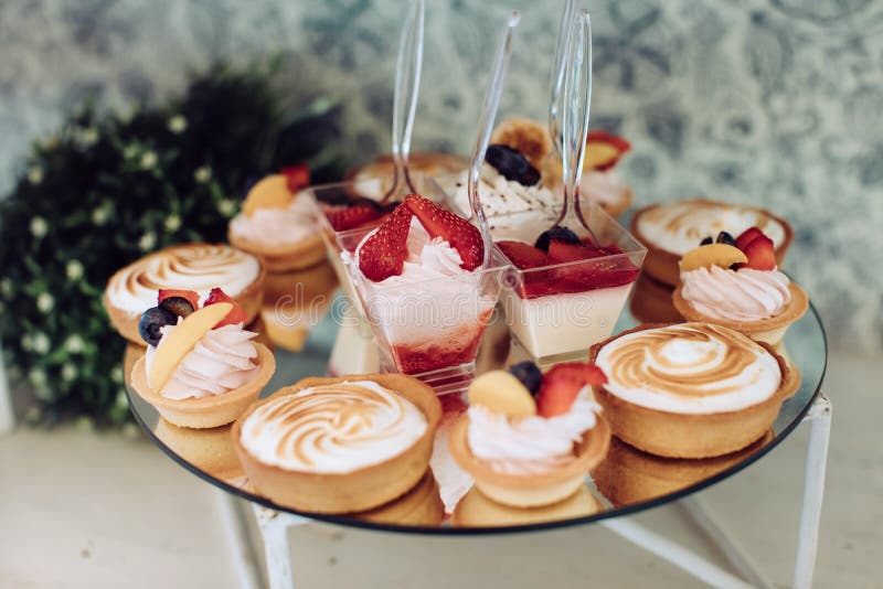 Delicious Sweets on Wedding Candy Buffet with Desserts. Catering Service Stock Image Image of