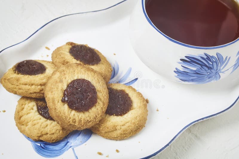 Delicious Tea and Biscuits with Quince Jam Stock Photo Image of