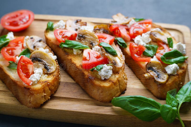 Delicious Traditional Italian Antipasti Bruschetta with Chopped Stock ...