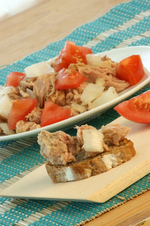 Delicious Tuna Salad with Organic Tomato Stock Image Image of tomato