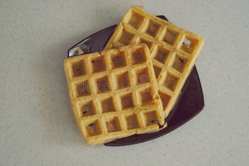 Delicious Waffles on a Plate, Stock Image Image of cook, belgian