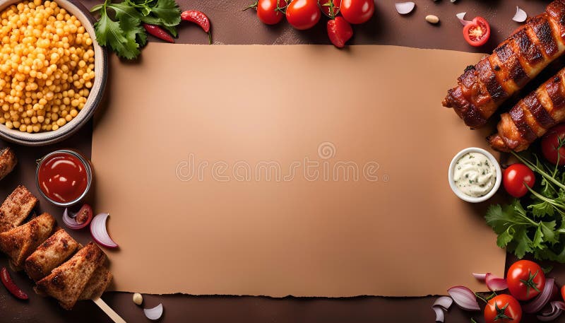 Delicioși cu carne la grătar, pe fond brun stock image