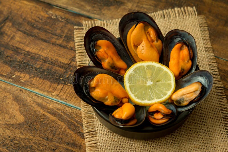 Delicius Appetizer with Natural Mussels Stock Photo Image of black, healthy 82635306