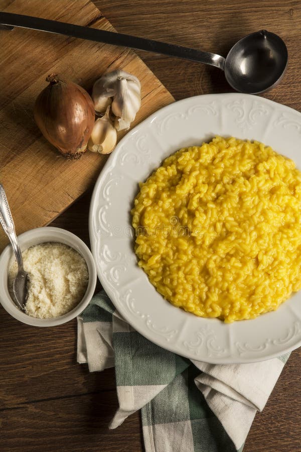 Delicius Italian Risotto Rice with Saffron Stock Photo - Image of food ...