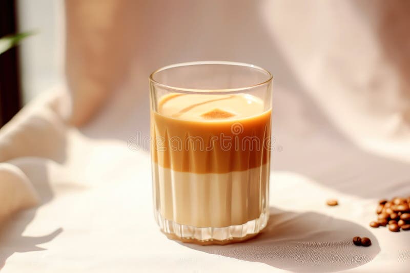Delightful coffee and milk composition on a table stock illustration