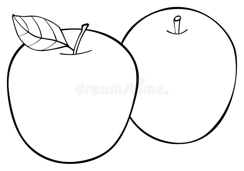 Delightful Garden Set Of Two Apples With A Leaf Stock Illustration