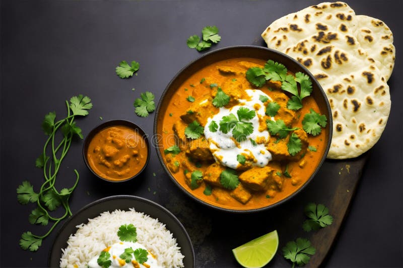 Delikant indian kycklingtikka masala-disk vektor illustrationer