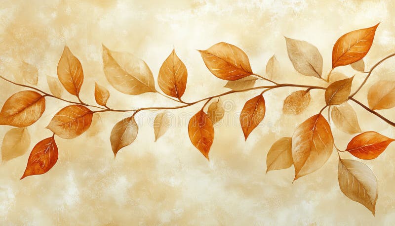 Delikate Herbstlaube auf Aquarellmalerei in sanften Beige Hintergrund Airdesign Element in Branch lizenzfreie abbildung