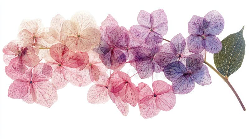 Delikatna Hydrangea Flower Ilustracja izolowana na białym tle Botanika dla rzemiosła i projektowania. Ta urocza, prasowana ilustracja kwiatów hydrangea dodaje naturalnej elegancji do każdego projektu. Ten delikatny element botaniczny jest idealny do rezerwacji zaproszeń i prac projektowych w formie cyfrowej, izolowany na czystym białym tle.