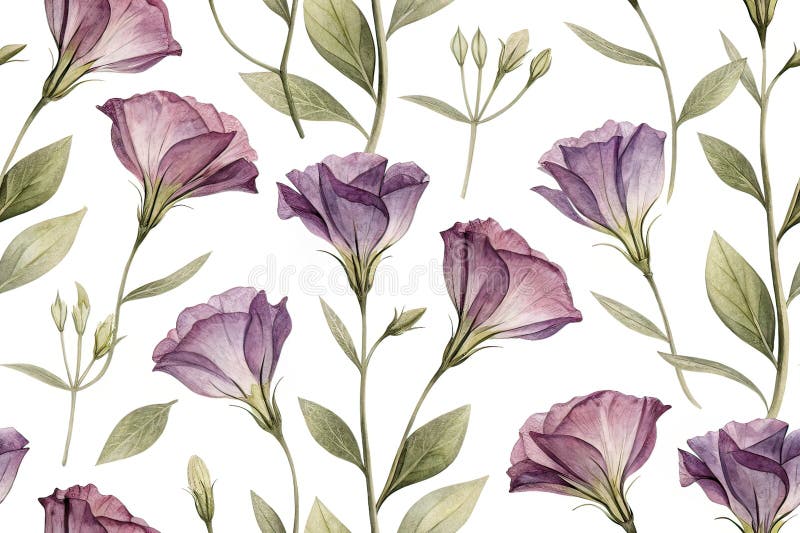 Delikatny Eustoma Silhouette Elegant Suszony Kwiat Sztuka uchwycona w niesamowitej makro fotografii na biało royalty ilustracja