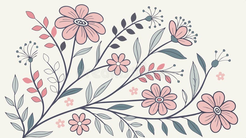 Delikatny projekt rogów kwiatowych elegancki projekt wektora elementów ramy botanicznej Generative AI ilustracja wektor