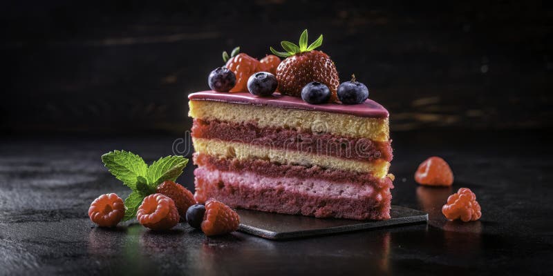 Delikatny różowy tort sylwetka Oszałamiająca Berry Deser uchwycony w fotografii sylwetki Ten elegancki royalty ilustracja