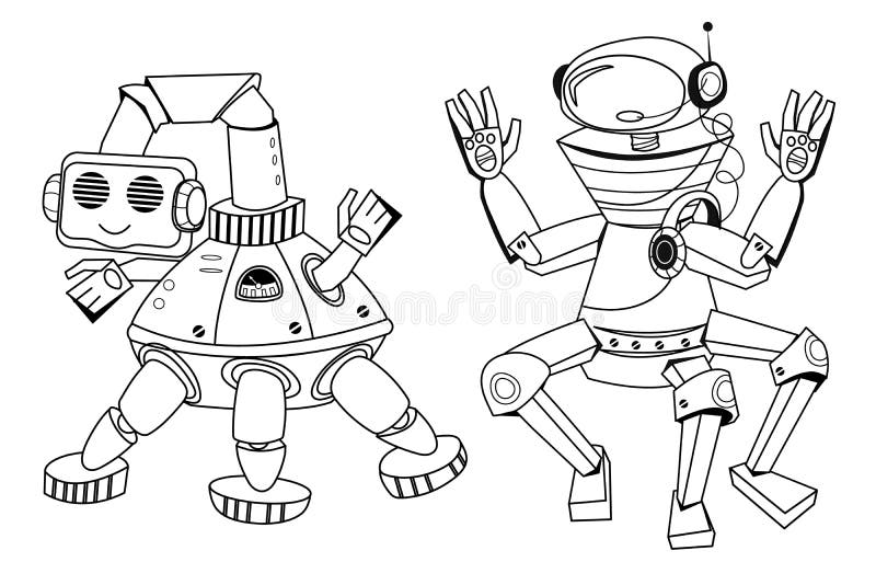 Delinear Lindo Robot Personaje De Dibujos Animados Para Niños Libro De  Colores Vector Aislado. Ilustración del Vector - Ilustración de imagen,  blanco: 230454746