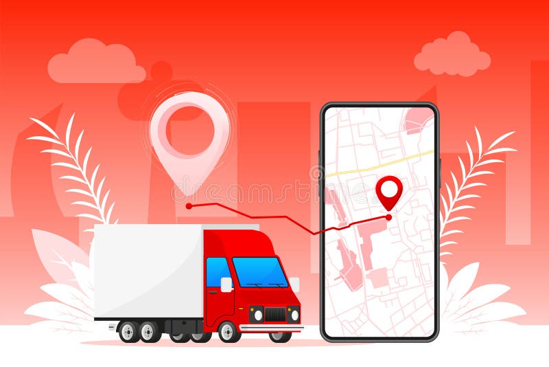 Delivery Box. Online Fast Delivery Service. Tracking, Service. Vector