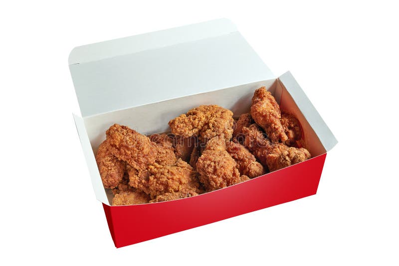 Delivery Box with Three Different Kind of Fried Chicken Stock Photo