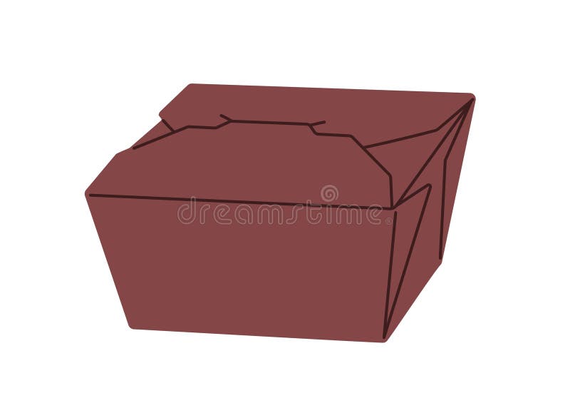 Delivery fast food container, takeout cardboard package. Closed carton for wok, salad, noodles, snack. Disposable royalty free illustration