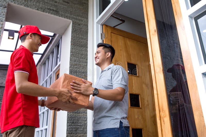 Delivery Man Delivering Box Stock Image Image of receive, package 109454837
